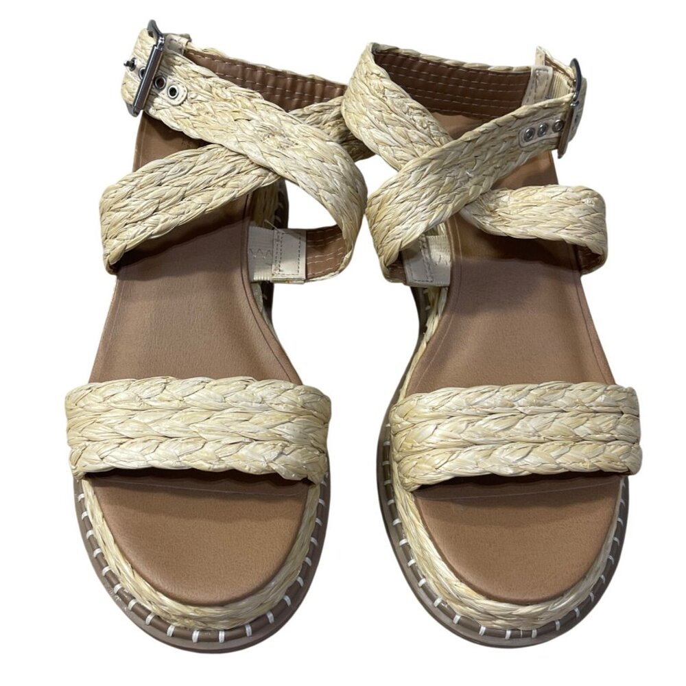 Universal Thread Platform Straw Sandal Size 8 Cro… - image 2
